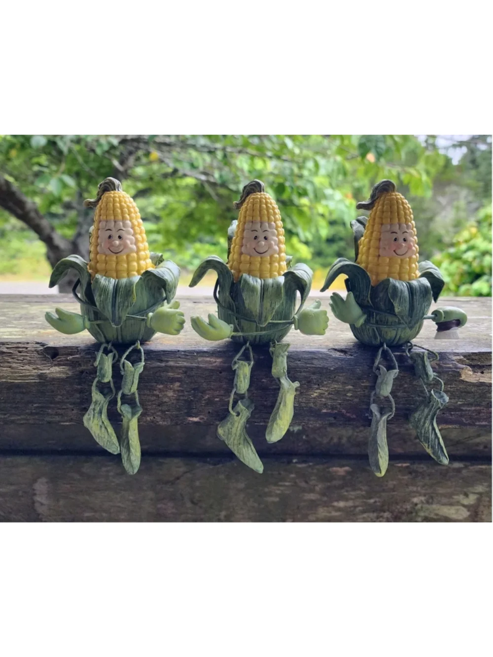 Vintage Anthropomorphic Corn on the Cob Resin Shelf Sitters - Set of 3 Whimsical